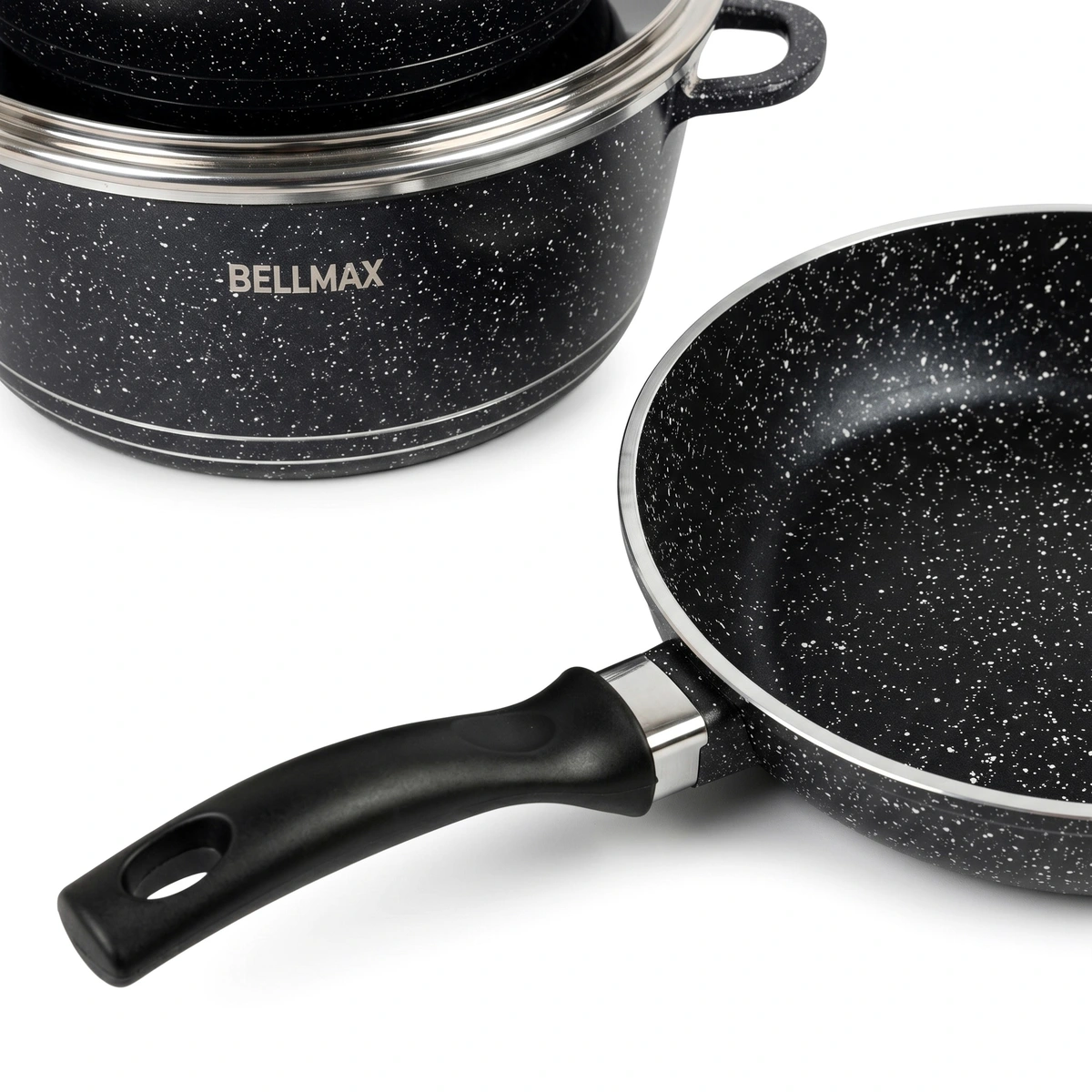 Кухонний набір посуду BellMax BM-310, 8 предметів, антипригарне гранітне покриття