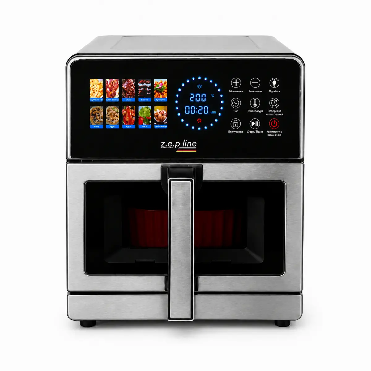 Мультипіч-аерогриль Zepline ZP-00355 Silver Max Pro-3 2200 Вт, велика аерофритюрниця 13 л на 2 тени