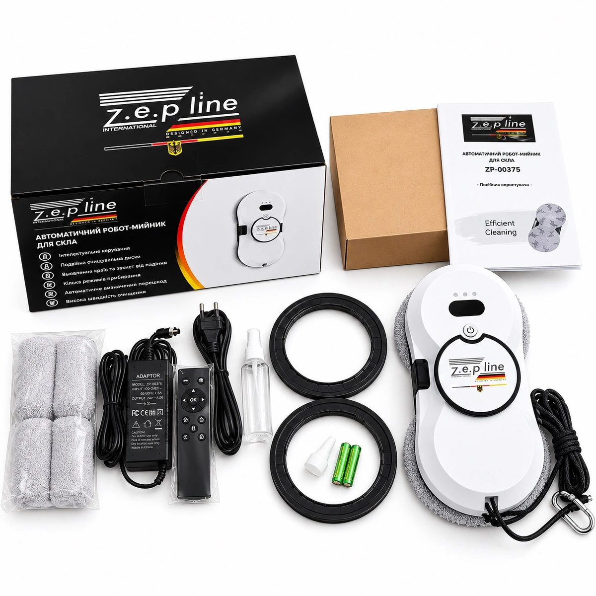 Робот-склоочисник Zepline ZP-00375, 90 Вт, з функцією автоматичного розпилення, пульт у комплекті