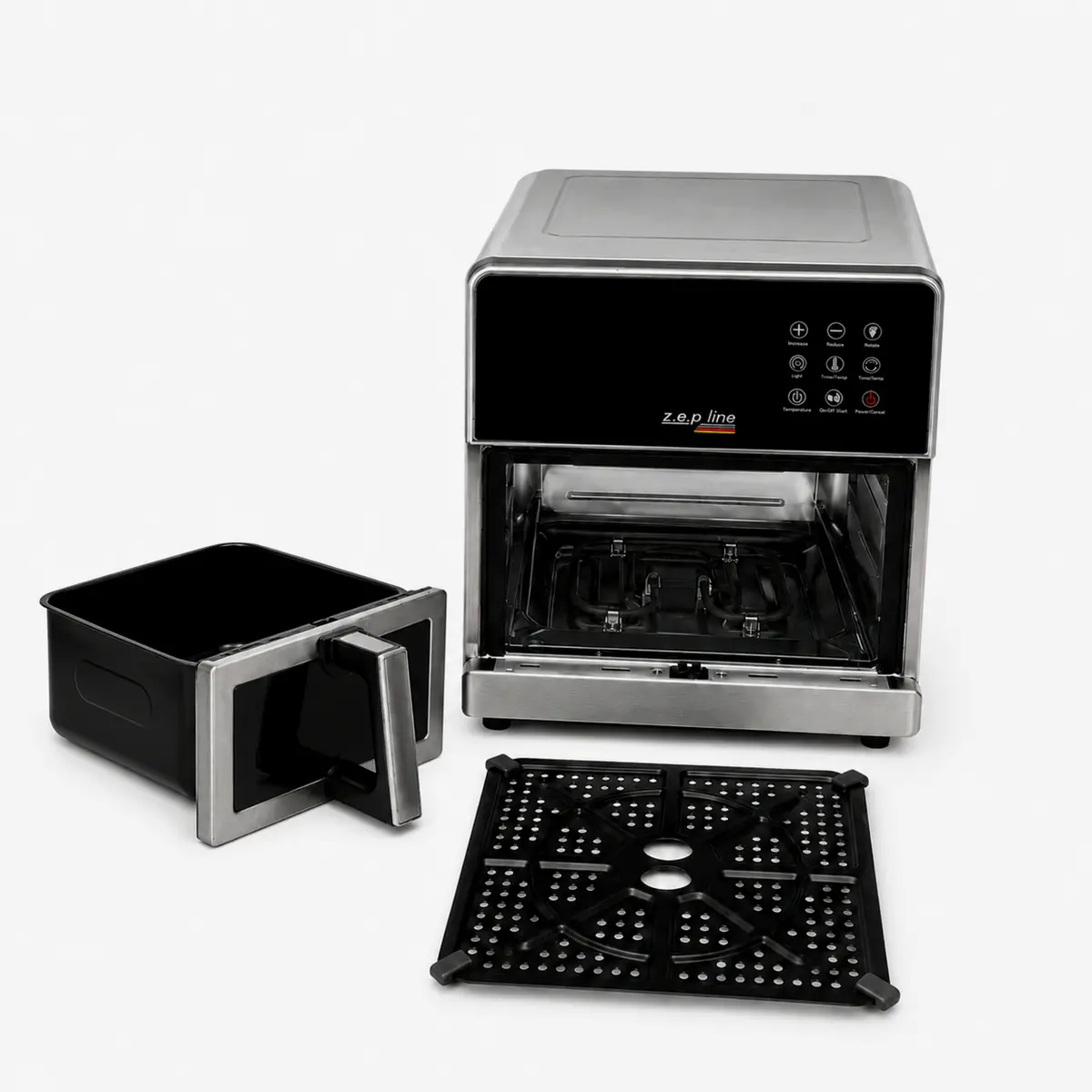 Мультипіч-аерогриль Zepline ZP-00355 Silver Max Pro-3 2200 Вт, велика аерофритюрниця 13 л на 2 тени